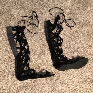 Black lace up gladiator sandal